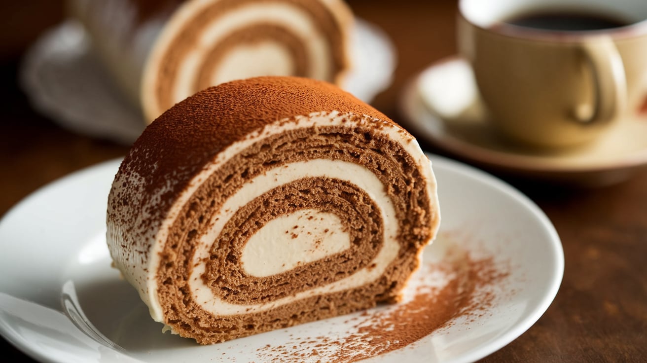 Kaffee-Biskuitrolle mit Schwarzes Gold – Gefüllt und verfeinert: Ein Dessert für Genießer