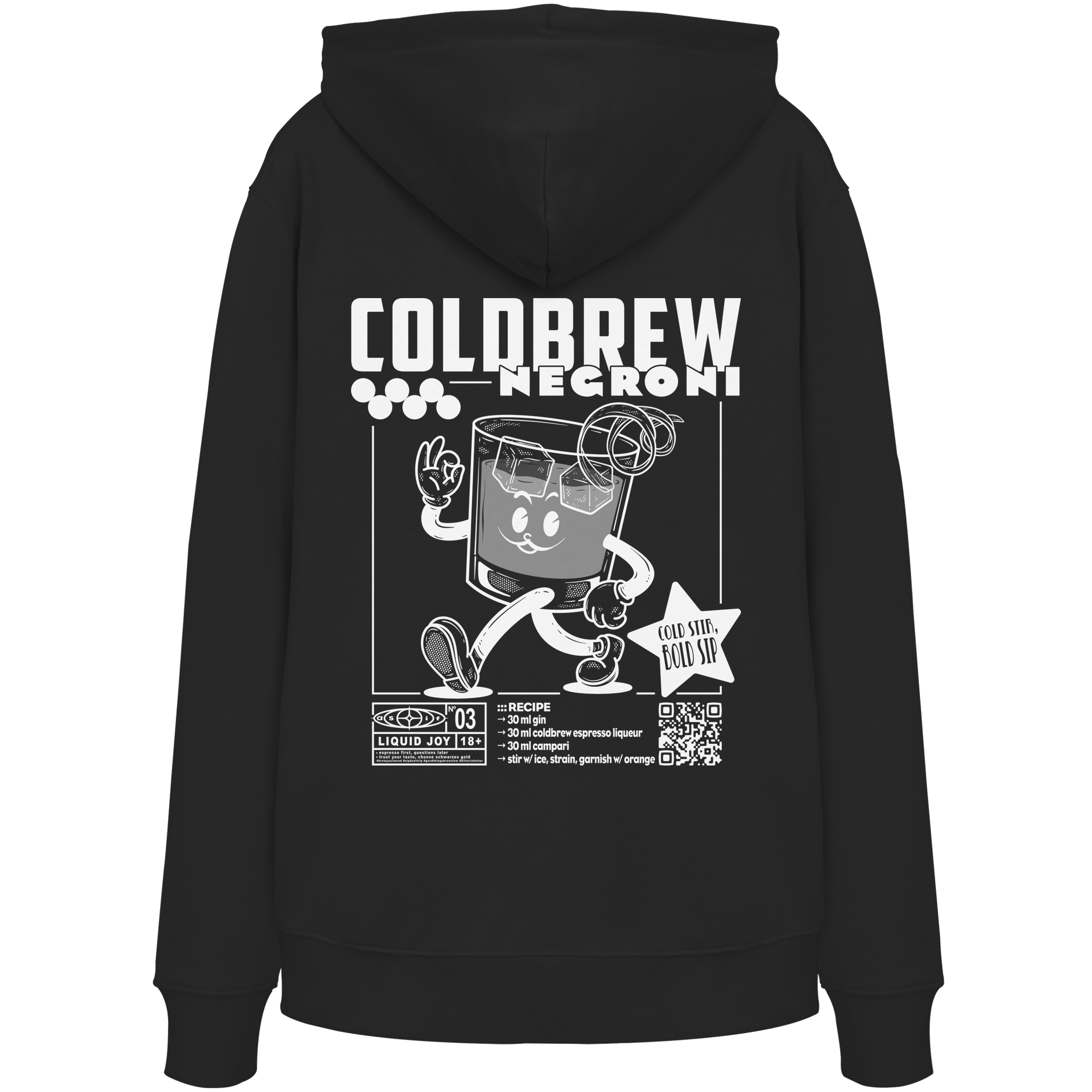 Coldbrew Negroni Bio-Hoodie in Black - Rückenansicht - as.if.threads, gedruckt in Köln|Rückseite#Farbe_Black
