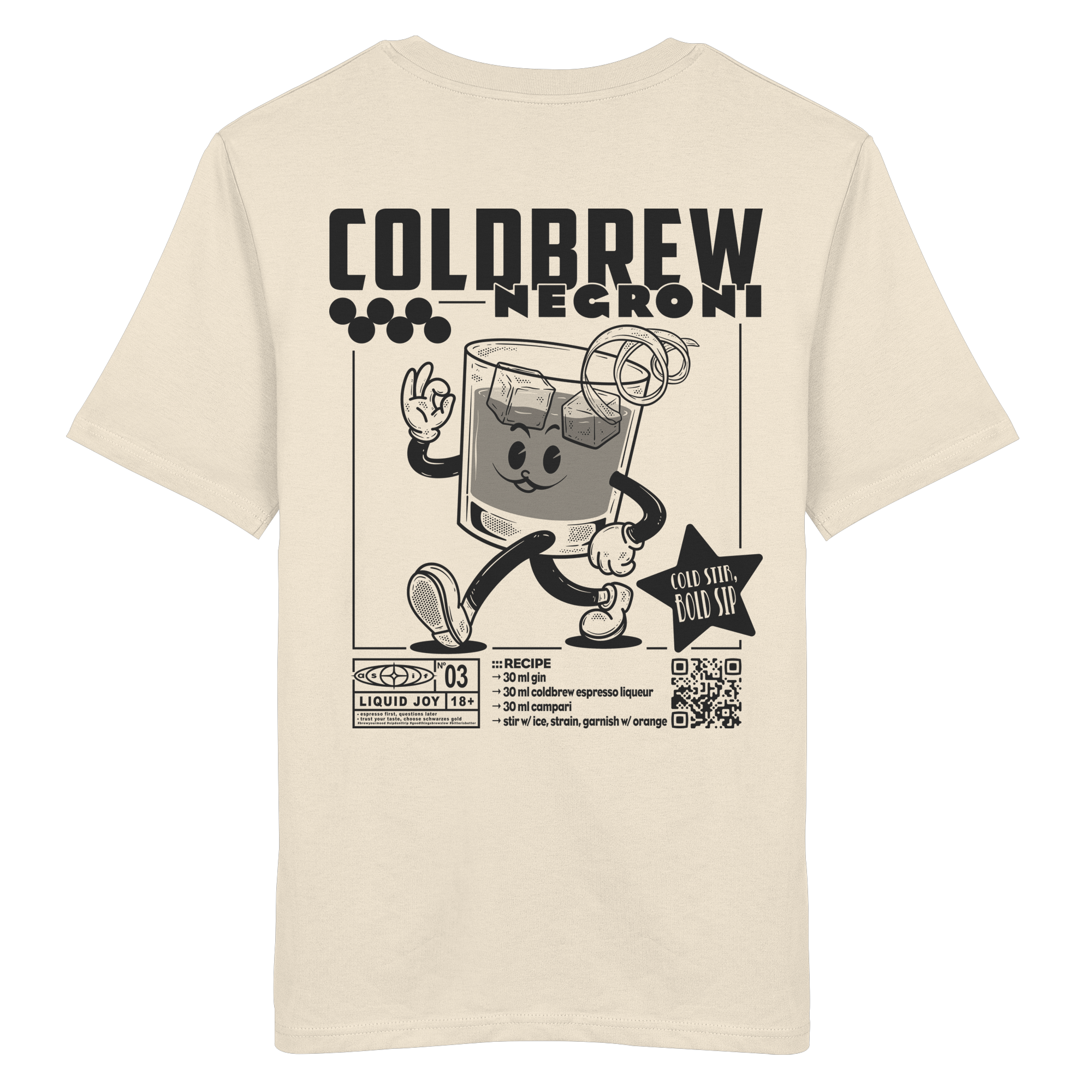 Coldbrew Negroni Bio-Tee in Natural Raw, Rückseite mit Print — as.if.threads