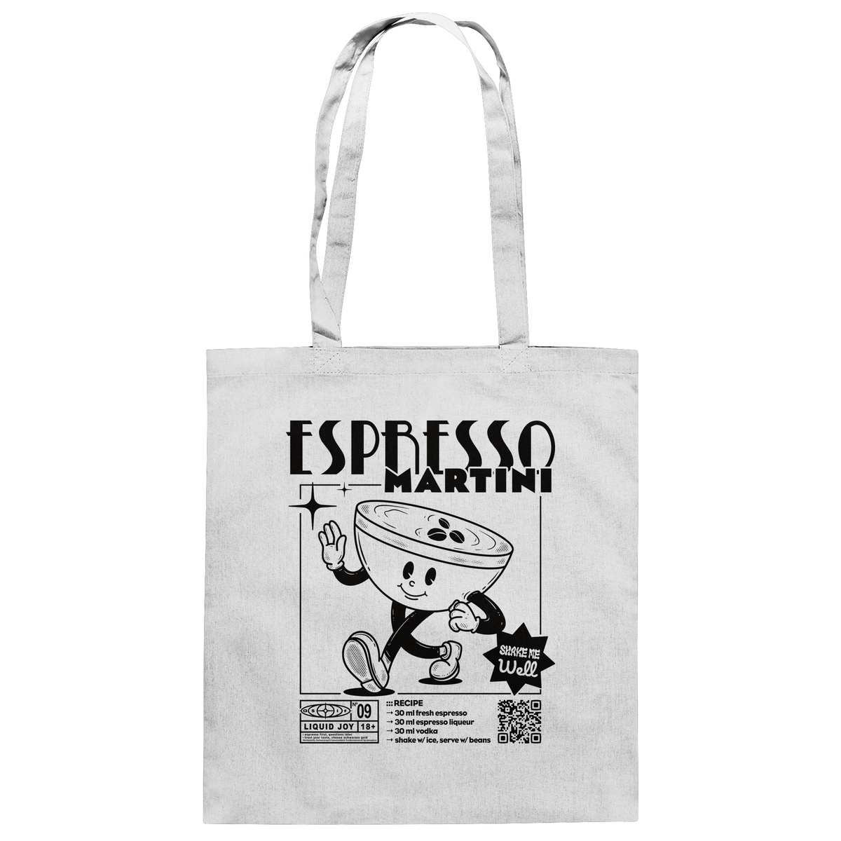 Espresso Martini Baumwolltasche in White - Vorderansicht - as.if.threads, gedruckt in Köln