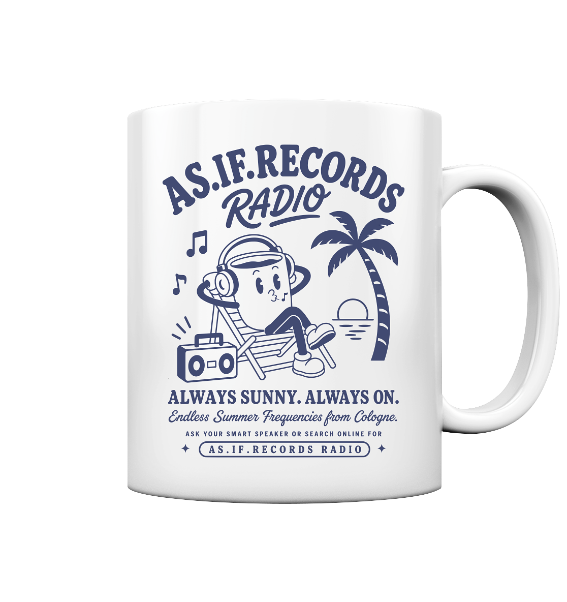 Endless Summer Tasse — Vorderseite mit AS.IF.RECORDS RADIO Print, hochweiße Keramik