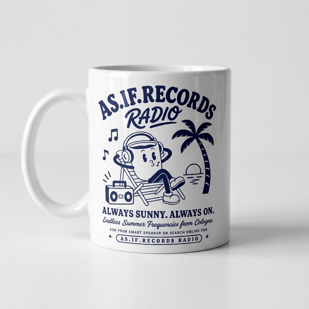 Endless Summer Tasse, 330 ml Keramik beidseitig bedruckt — as.if.radio Köln