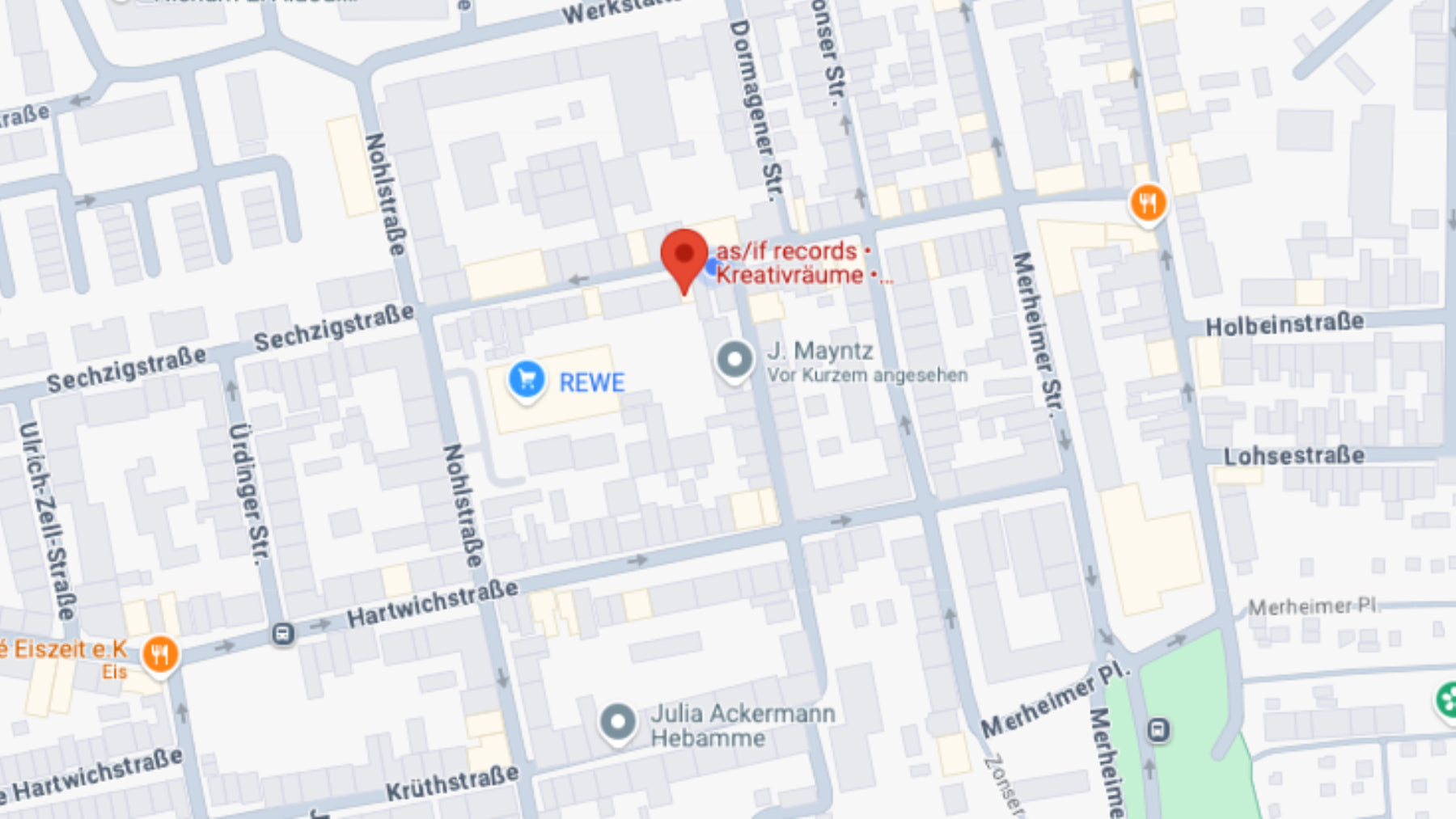 Lageplan zur Anfahrt: as.if.spaces in der Sechzigstraße 45 in Köln Nippes auf der Karte