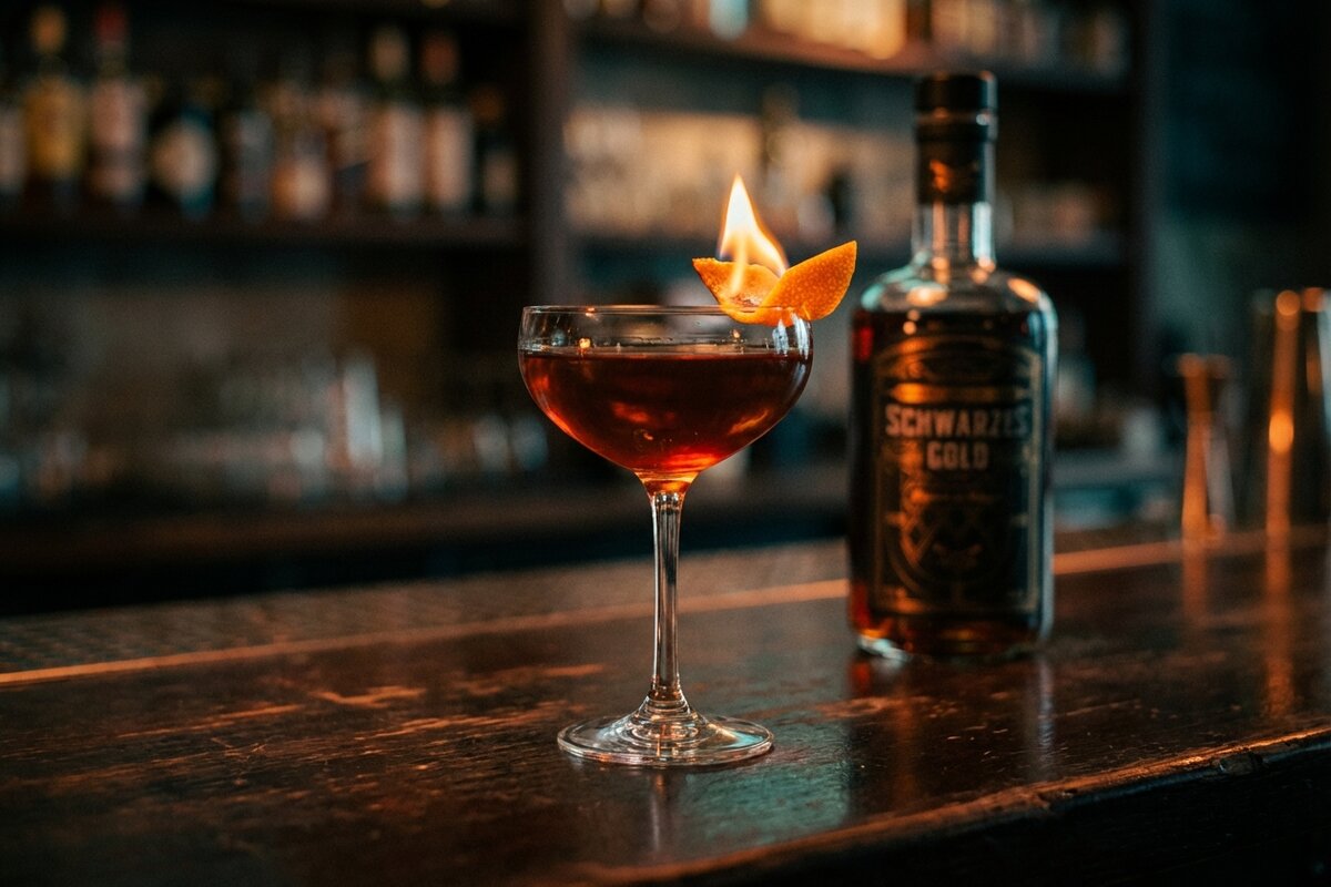 Revolver Cocktail selber machen — Bourbon trifft Kaffee, geflammt mit Orange