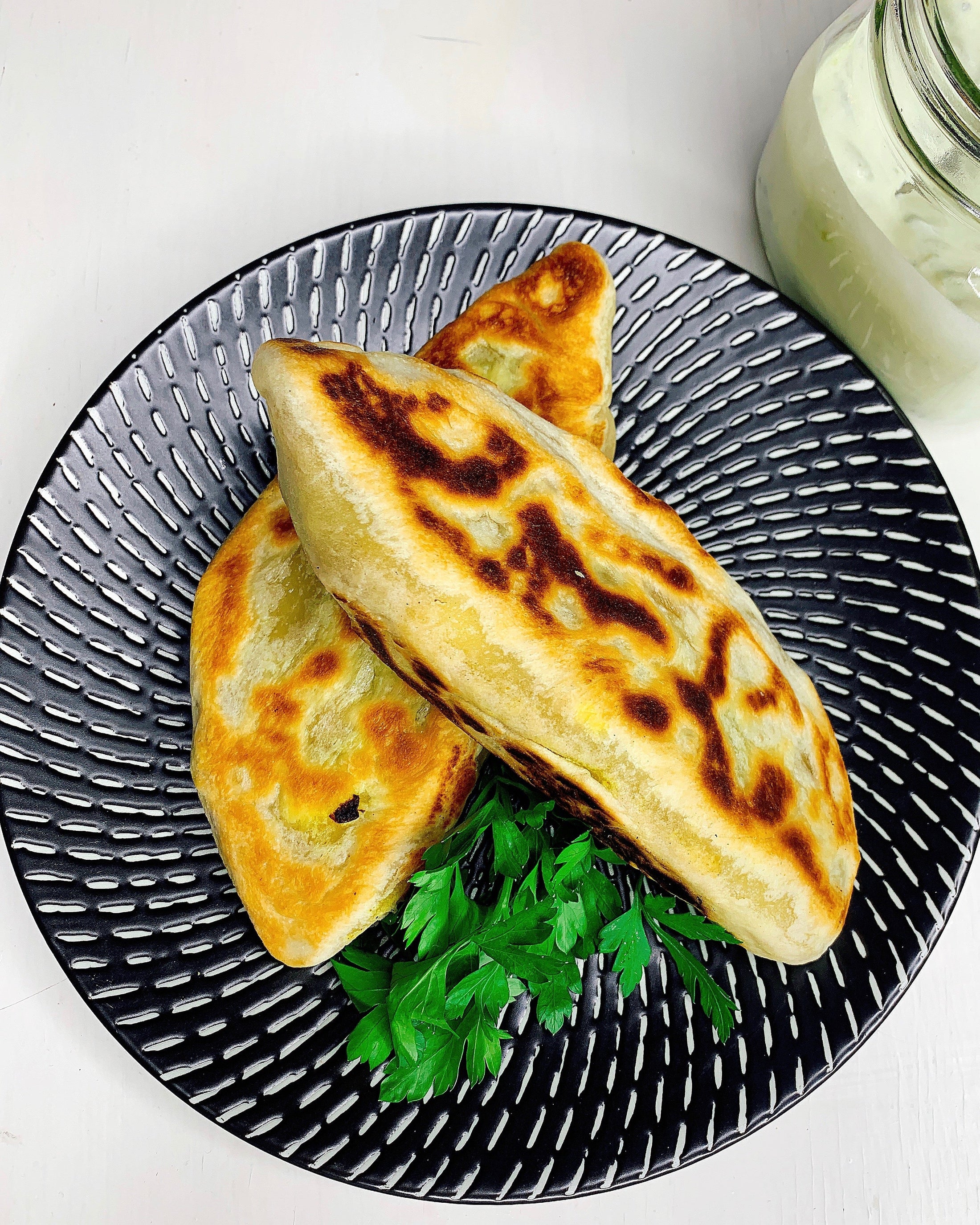 Teigtaschen mit Süßkartoffel-Halloumi-Füllung