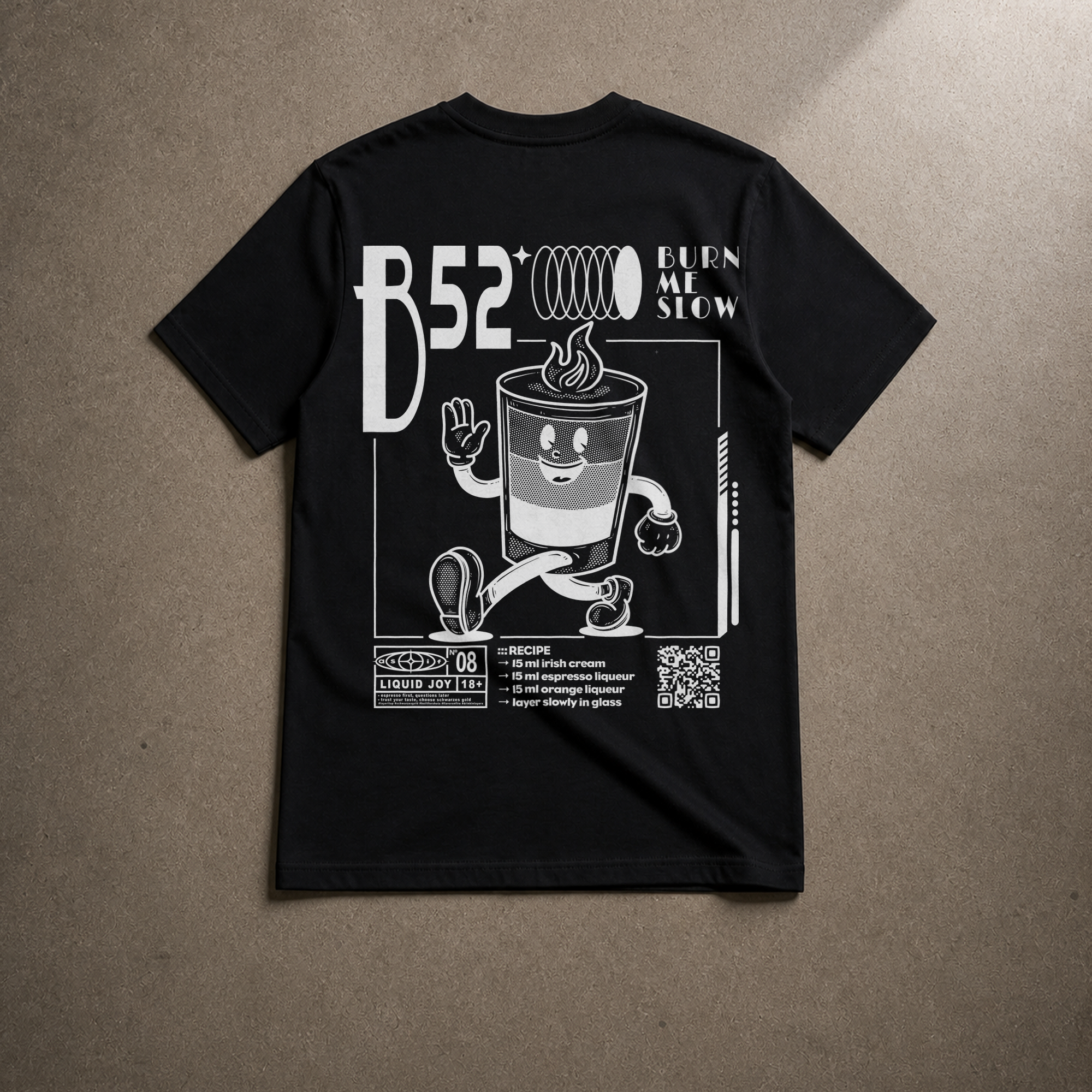 Black B-52 Bio-Tee Rücken-Flatlay - as.if.threads