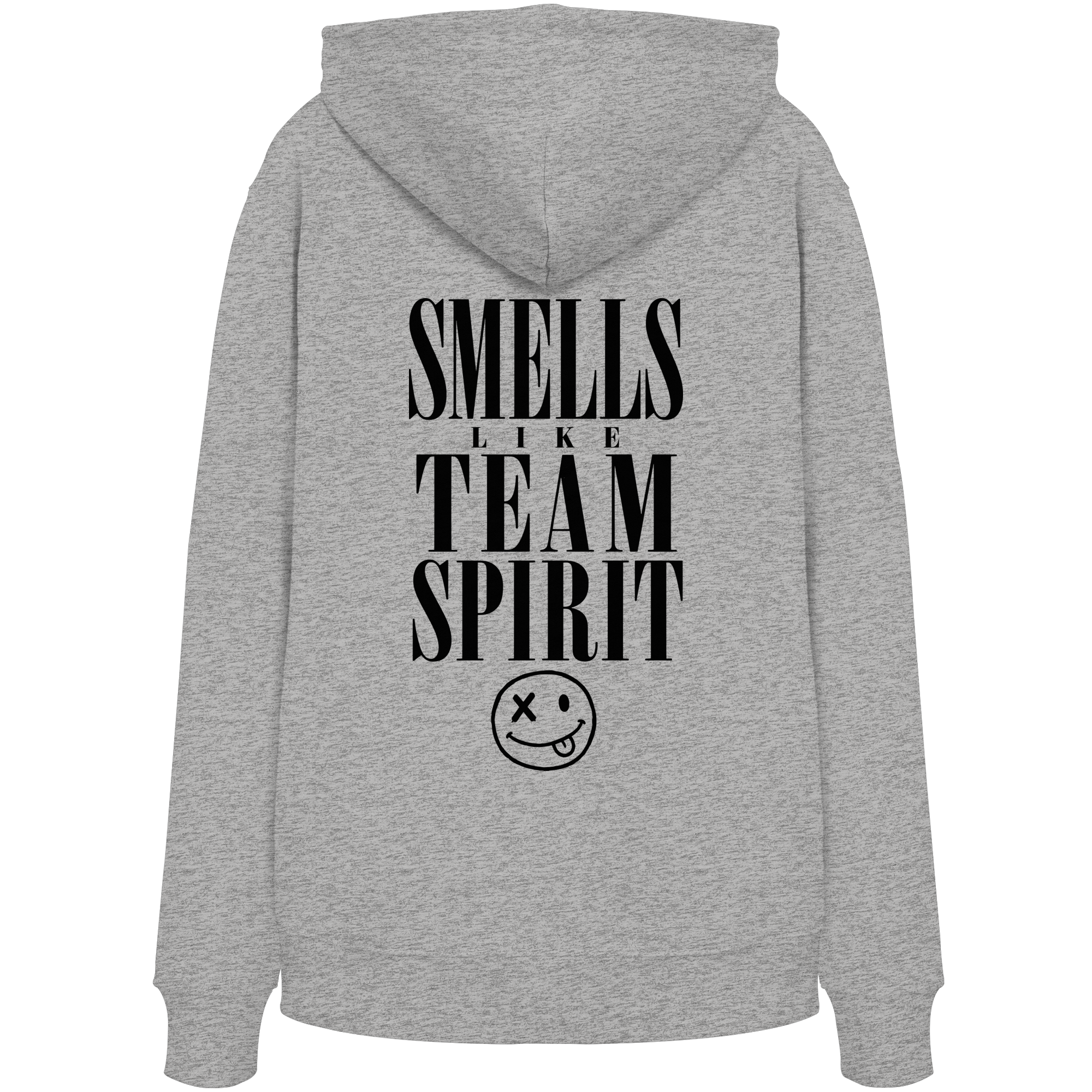Heather Grey Smells Like Team Spirit Bio-Hoodie – as.if.threads