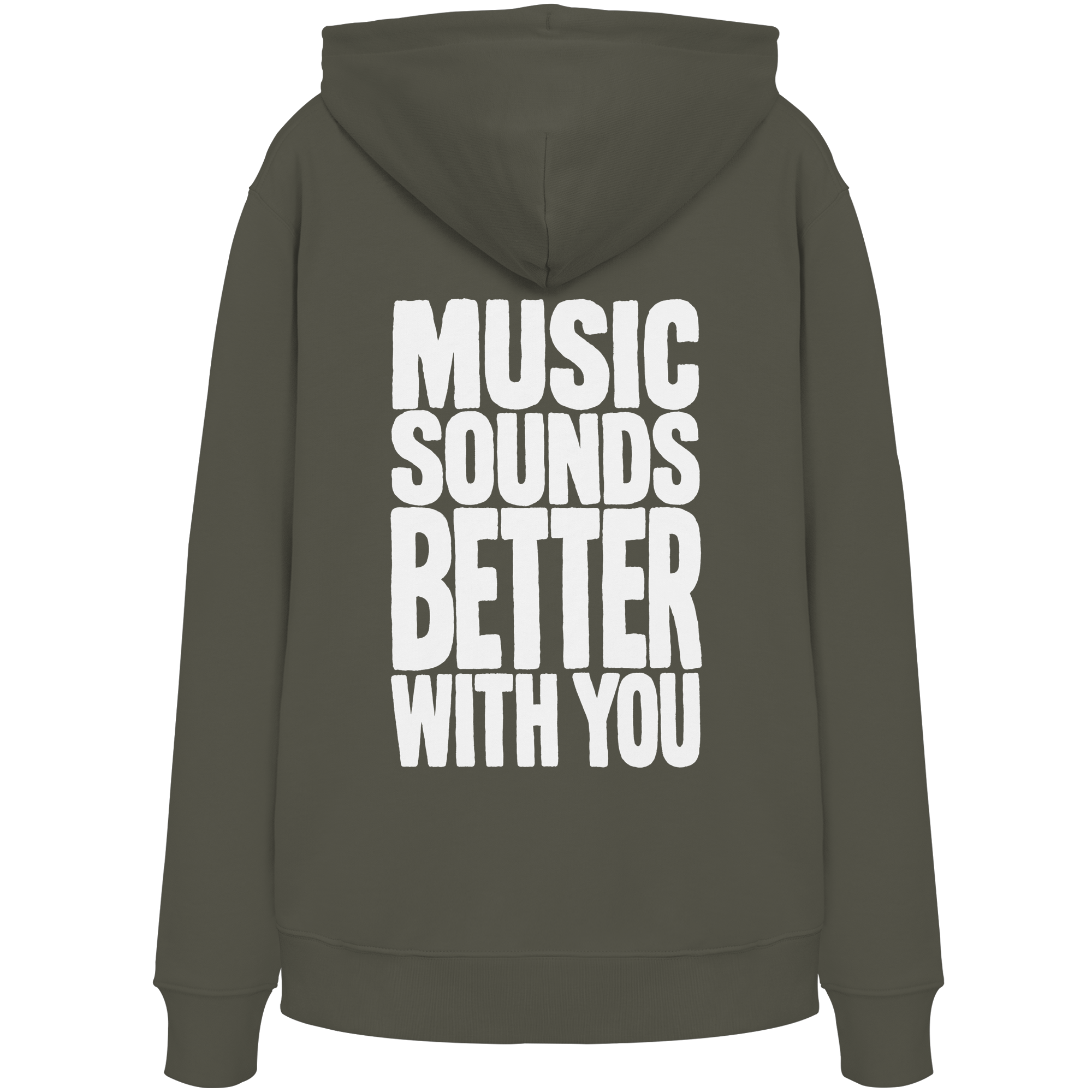 Khaki Music Sounds Better With You Bio-Hoodie – as.if.threads