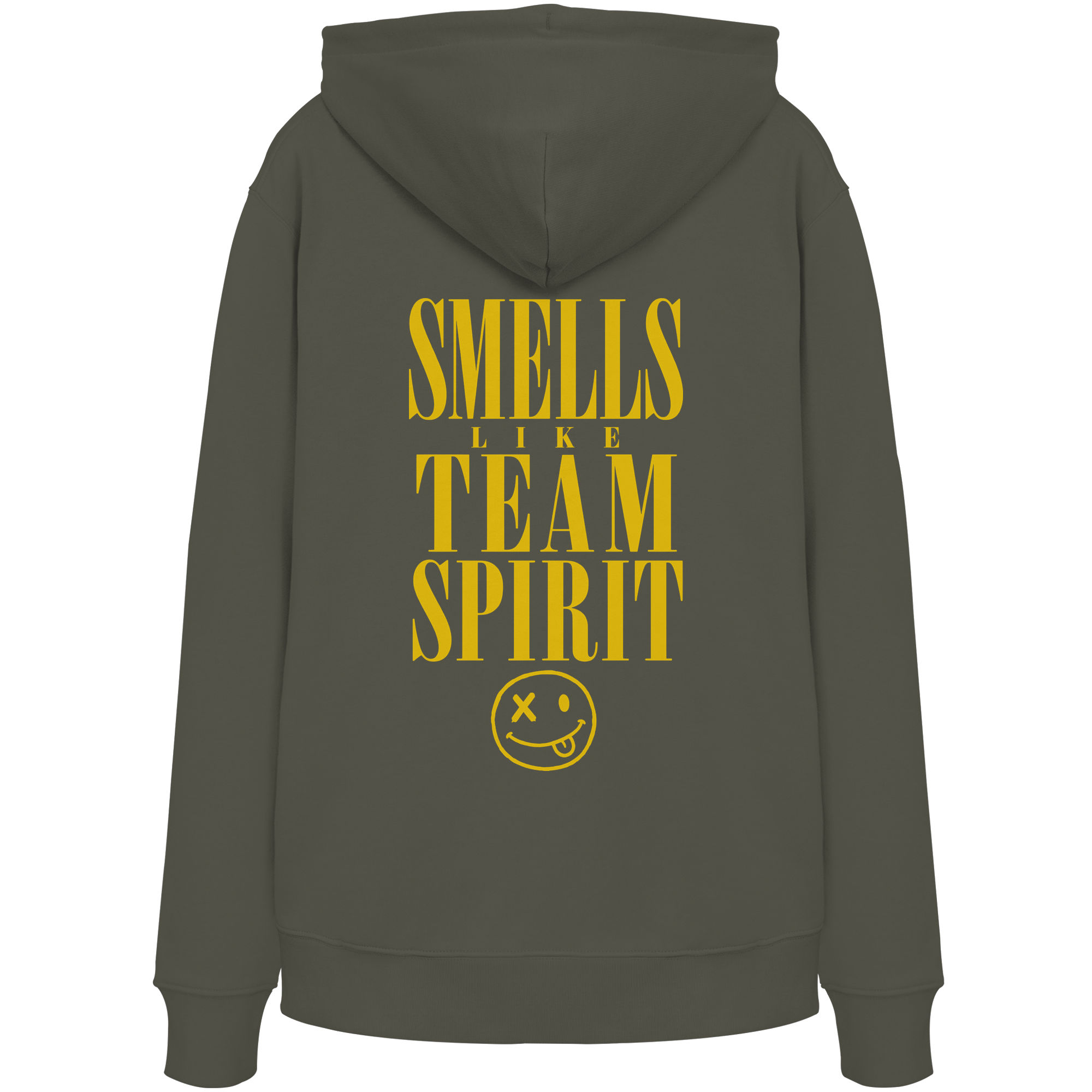 Khaki Smells Like Team Spirit Bio-Hoodie – as.if.threads