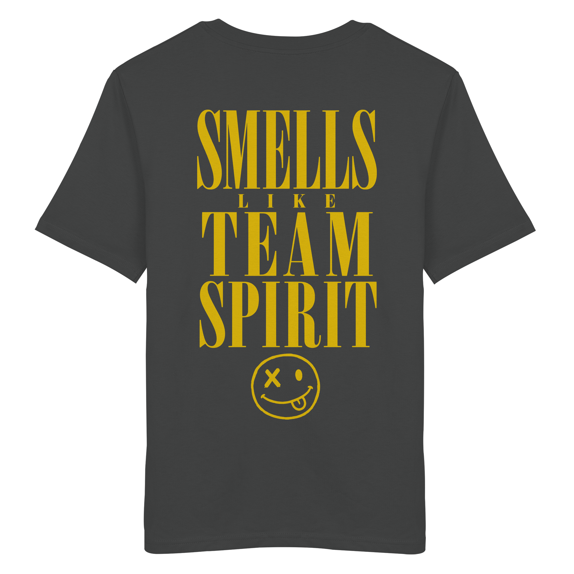 Anthracite Smells Like Team Spirit Bio-Tee – as.if.threads