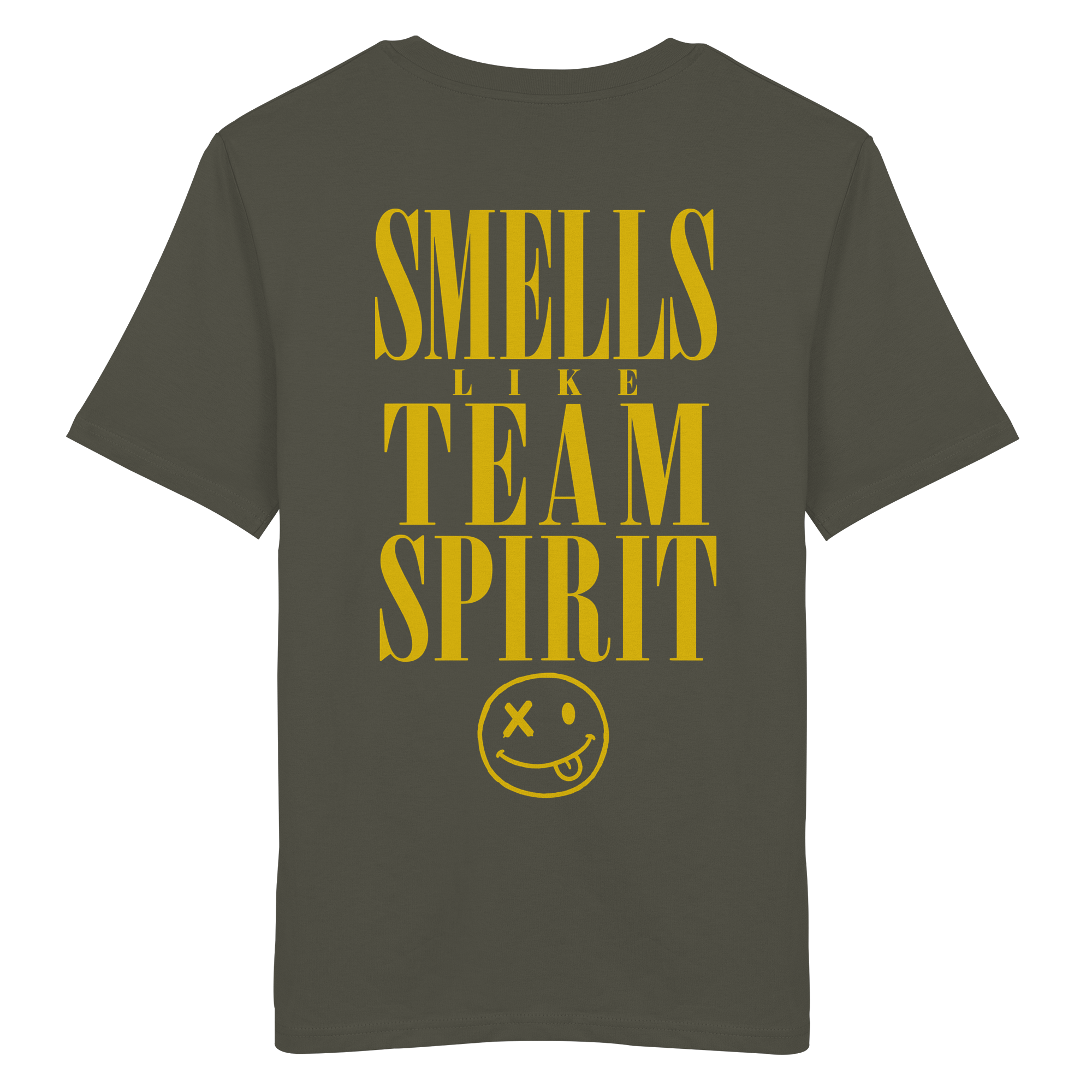 Khaki Smells Like Team Spirit Bio-Tee – as.if.threads