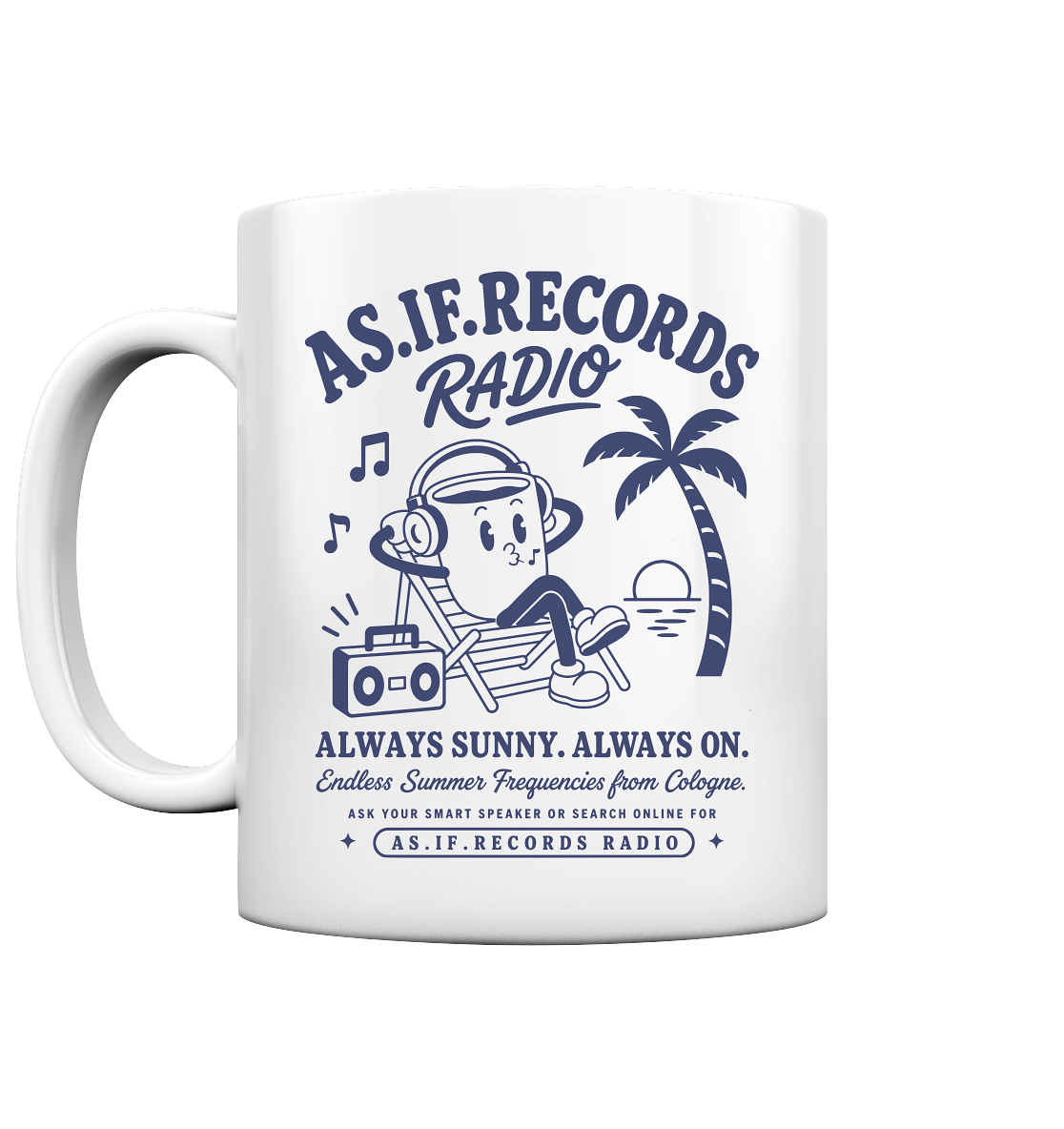 Endless Summer Tasse — Rückseite mit AS.IF.RECORDS RADIO Print, hochweiße Keramik