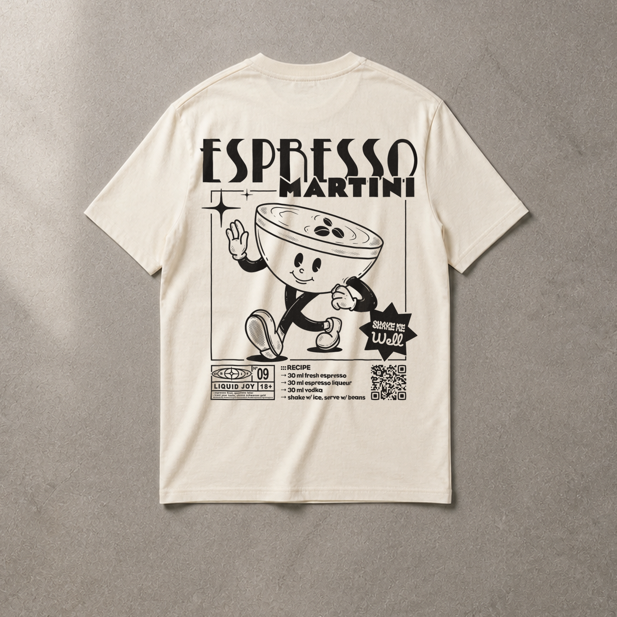 Espresso Martini Bio-Tee in Natural Raw, Rücken mit Print
