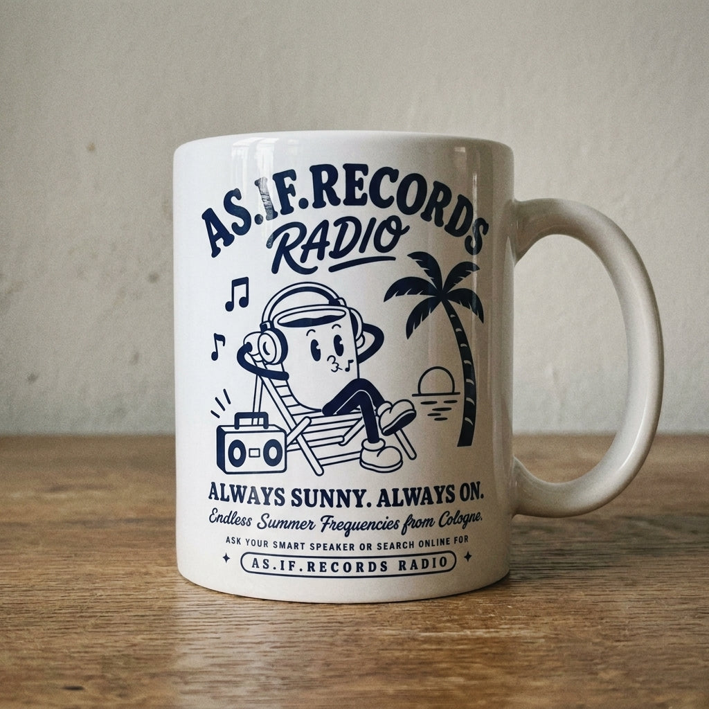 Endless Summer Tasse, hochweiße Keramik 330 ml mit Endless-Summer-Druck — as.if.radio Köln