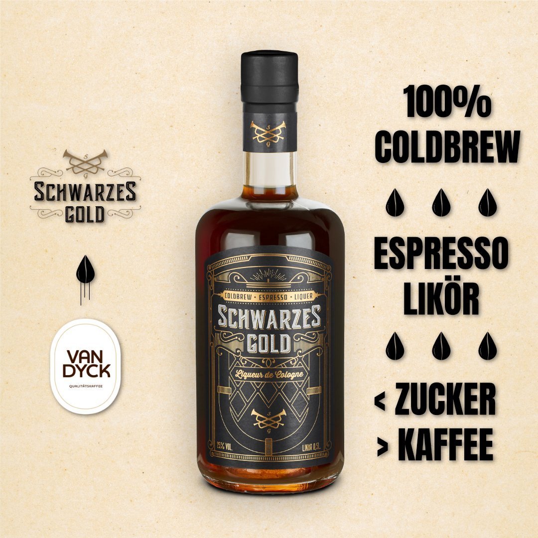 Schwarzes Gold Kaffeelikör • Coldbrew Espresso Likör • 25% Vol.